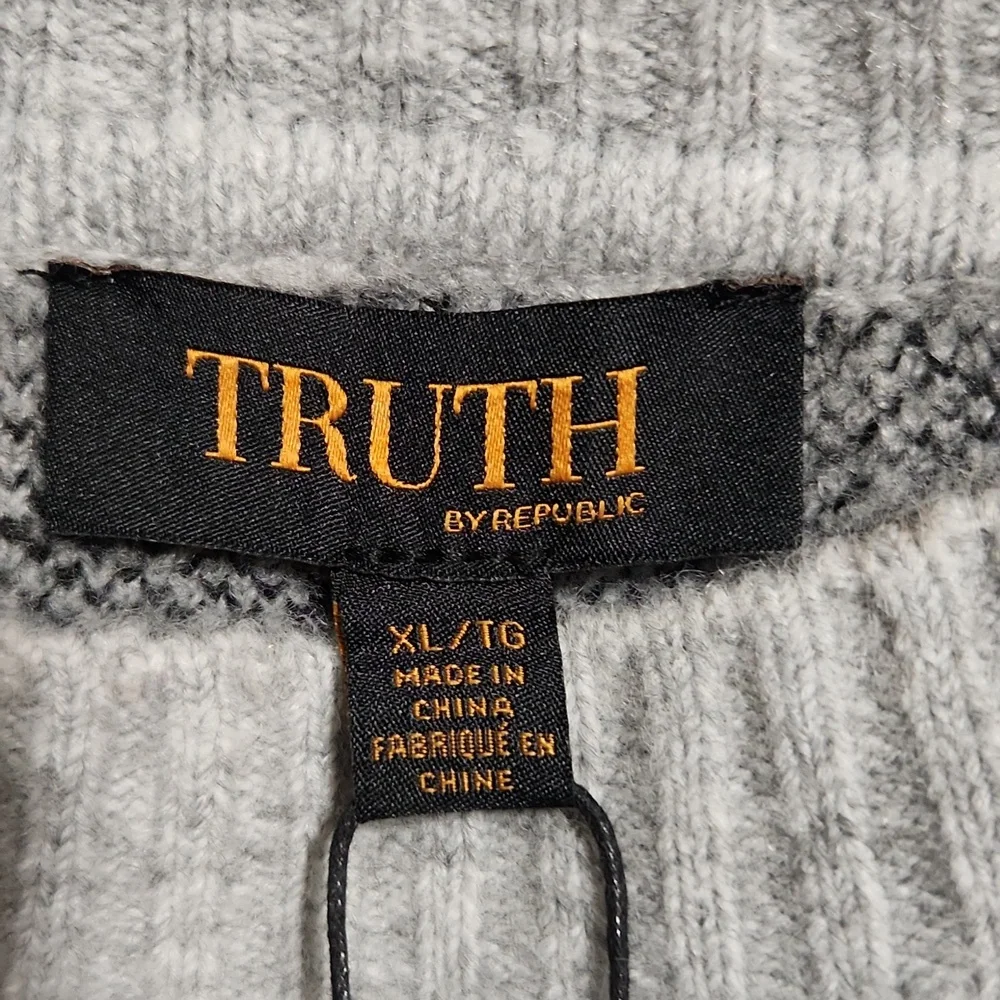 NEW Truth by Republic Leopard Print Sweater - Black and Gray Size XL - Picture 6 of 10